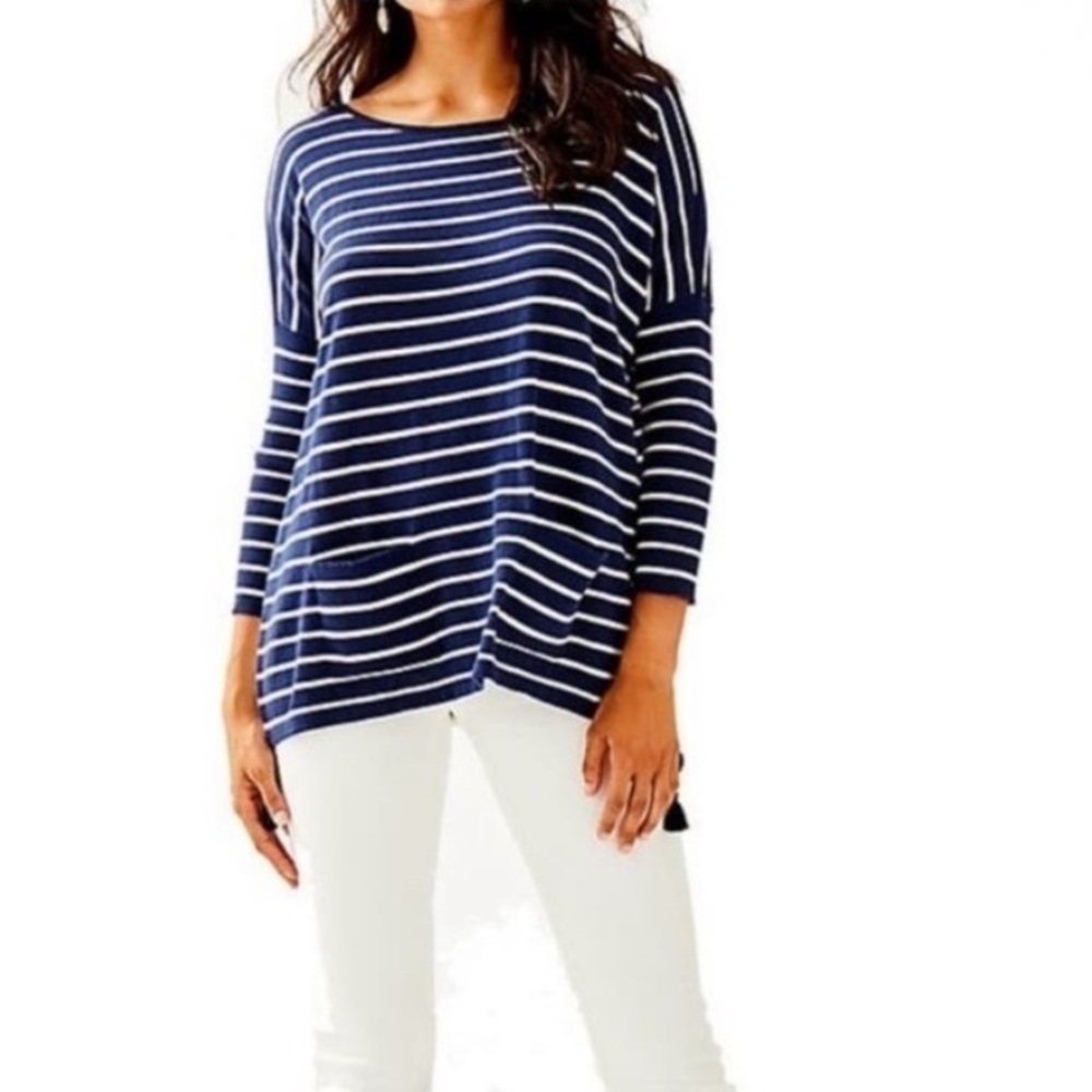 Lilly Pulitzer Navy and White Striped Sweater